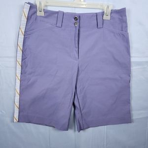 Nike Golf Fit Dry Women’s Purple Shorts Size 8 Flat Front Striped Sides Stretch